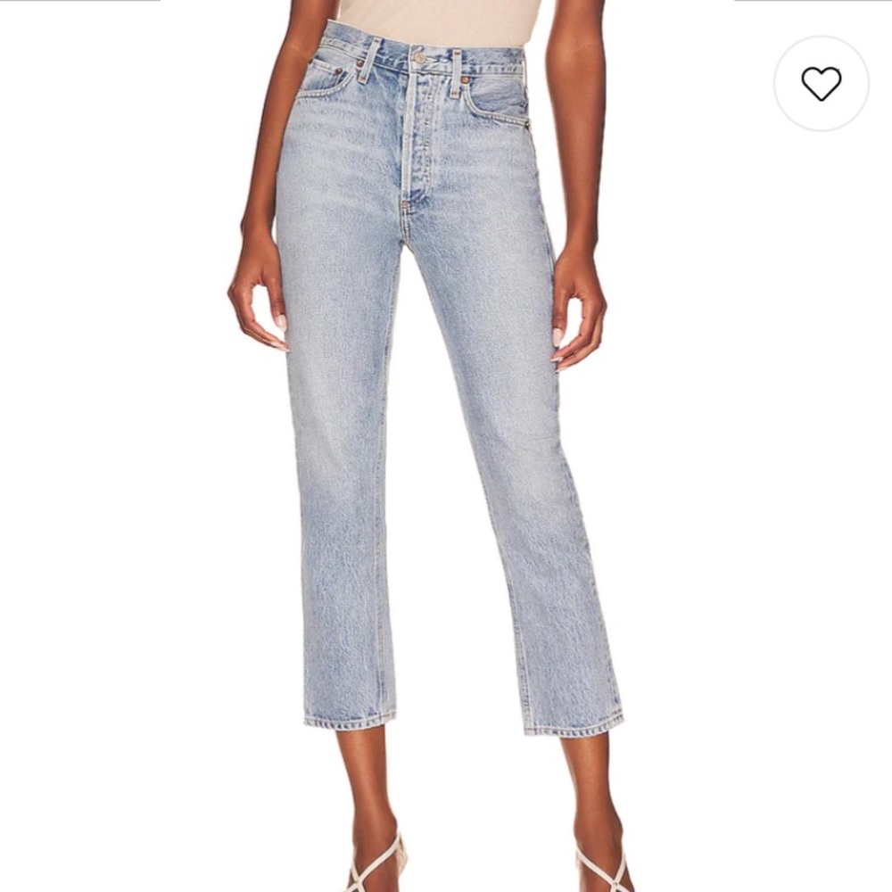 Agolde Riley High Rise Crop Jeans in Dimension